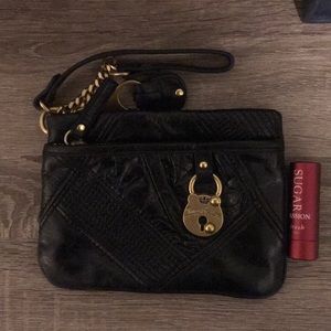 Juicy couture small black leather wristlet